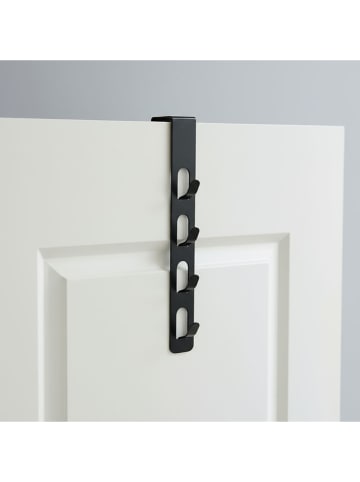 Smarto Metallico Listwa w kolorze czarnym z haczykami na drzwi - 4,5 x 25 x 4,5 cm