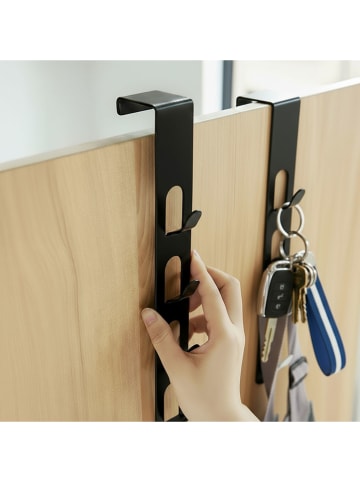 Smarto Metallico Listwa w kolorze czarnym z haczykami na drzwi - 4,5 x 25 x 4,5 cm