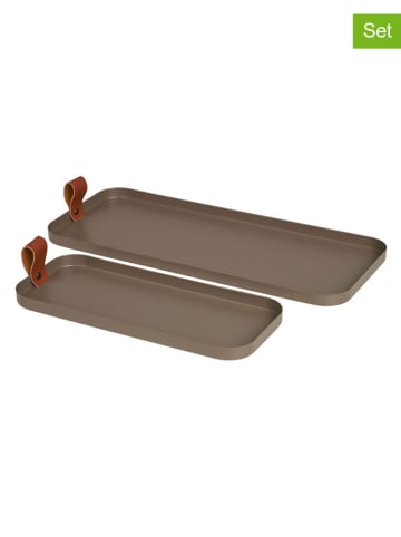 House Nordic 2er-Set: Serviertabletts in Braun 