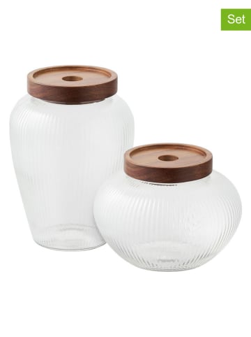 House Nordic 2er-Set: Vorratsgläser "Maya" in Transparent/ Braun