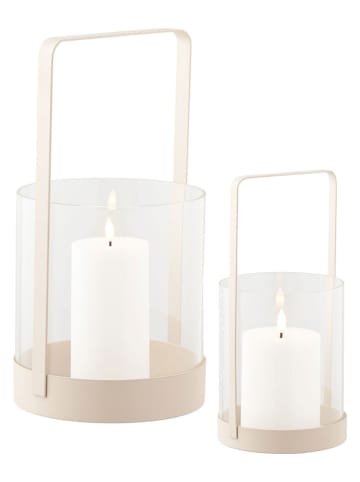House Nordic 2-delige set: kaarshouder transparant/beige