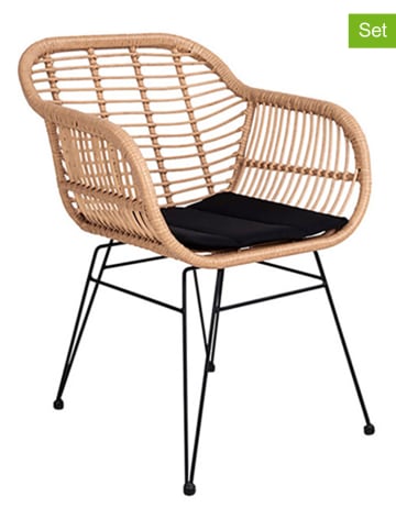 House Nordic 2-delige set: stoelen beige/zwart - (B)60 x (H)82 x (D)57 cm