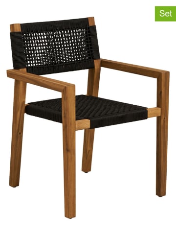 House Nordic 2-delige set: eetkamerstoelen "Anzio" zwart/bruin - (B)60 x (H)83 x (D)57 cm