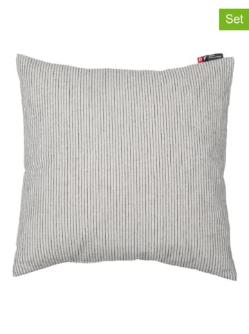 David Fussenegger 2er-Set: Kissenhüllen "Nizza - Nadelstreifen" in Grau