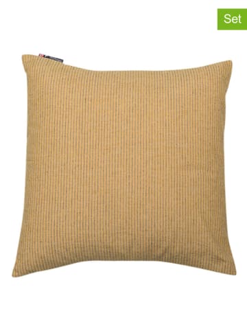 David Fussenegger 2er-Set: Kissenhüllen "Nizza - Nadelstreifen" in Hellbraun