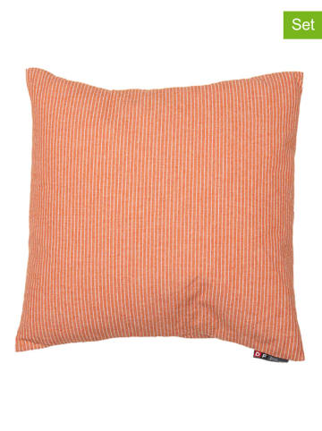 David Fussenegger 2er-Set: Kissenhüllen "Nizza - Nadelstreifen" in Orange