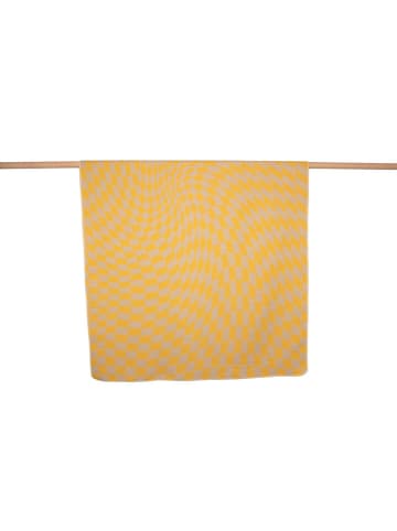 David Fussenegger Koc flanelowy "Silvretta - Distorted Checkerboard" w kolorze musztardowo-szarym