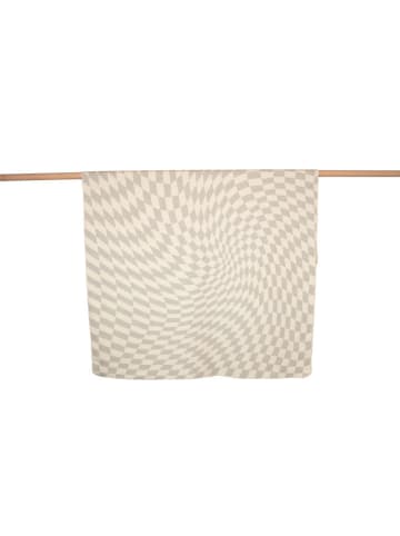 David Fussenegger Koc flanelowy "Silvretta - Distorted Checkerboard" w kolorze beżowo-szarym