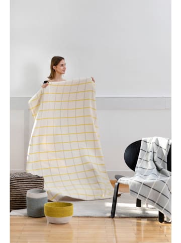 David Fussenegger Koc bawełniany "Jade - Karo" w kolorze szaro-kremowym