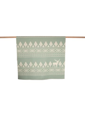 David Fussenegger Koc bawełniany "Sylt - Folklore with a Deer" w kolorze kremowo-turkusowym