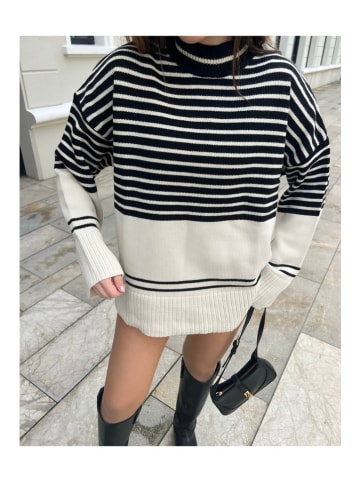 Bianco Lucci Sweter w kolorze czarno-kremowym