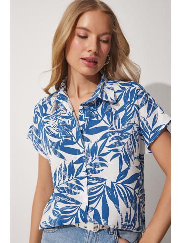 Happiness Istanbul Bluse in Creme/ Blau