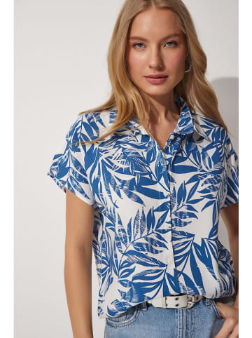 Happiness Istanbul Bluzka w kolorze kremowo-niebieskim