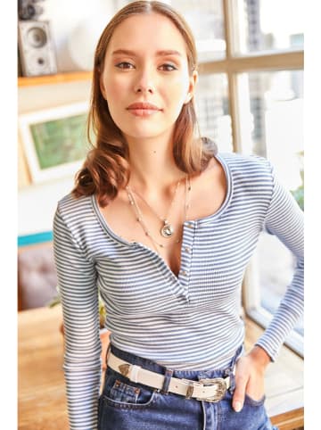 Olalook Longsleeve in Weiß/ Blau