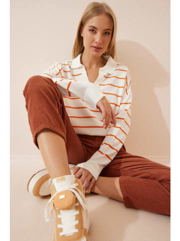 Happiness Istanbul Sweter w kolorze kremowo-pomarańczowym