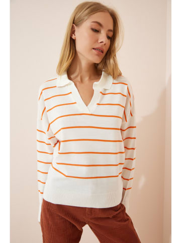 Happiness Istanbul Sweter w kolorze kremowo-pomarańczowym