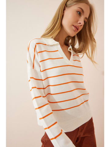 Happiness Istanbul Sweter w kolorze kremowo-pomarańczowym