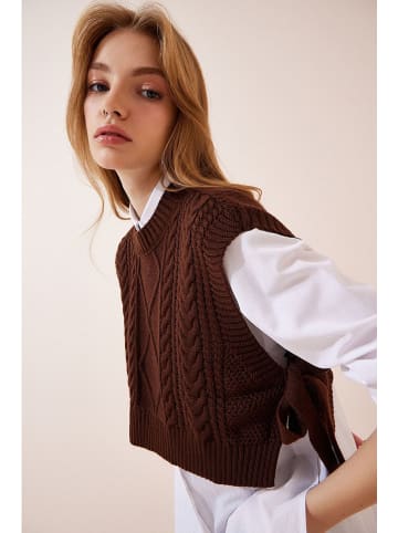 Happiness Istanbul Bezrękawnik w kolorze ciemnobrązowym