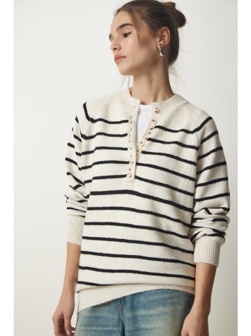 Happiness Istanbul Sweter w kolorze kremowo-czarnym