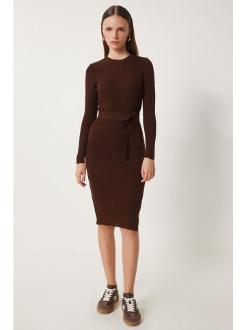 Happiness Istanbul Gebreide jurk donkerbruin