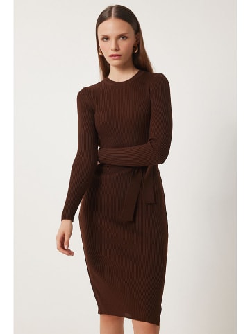Happiness Istanbul Gebreide jurk donkerbruin