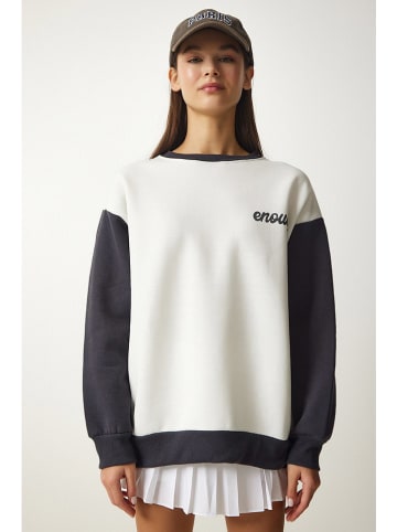 Happiness Istanbul Sweatshirt in Weiß/ Schwarz