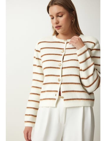 Happiness Istanbul Cardigan in Creme/ Hellbraun