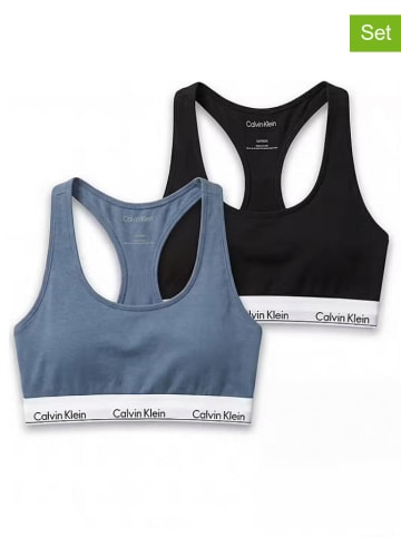 Calvin Klein 2er- Set: Bügellose BHs in Blau/ Schwarz