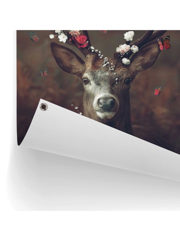 Orangewallz Outdoor-kunstdruk "Floral Deer" - (B)50 x (H)70 cm