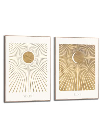 Orangewallz Druki artystyczne (2 szt.) "Soleil Lune" w ramce