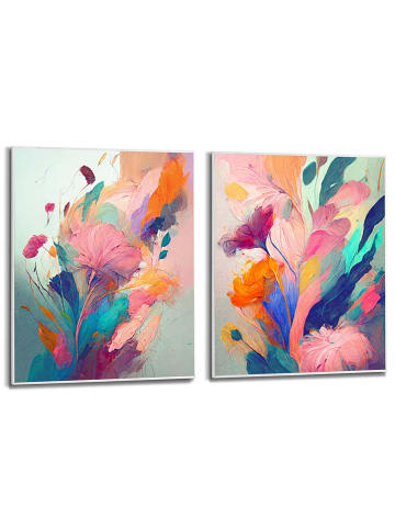 Orangewallz Druki artystyczne (2 szt.) "Painted Flowers" w ramce