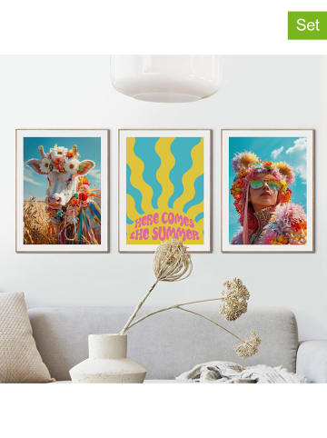 Orangewallz 3-delige set: ingelijste kunstdrukken "Summer Set"