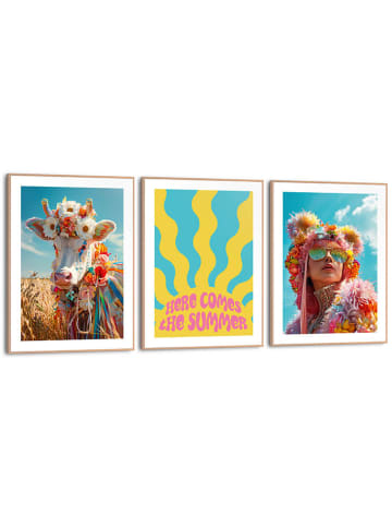 Orangewallz 3er-Set: Gerahmte Kunstdrucke "Summer Set"