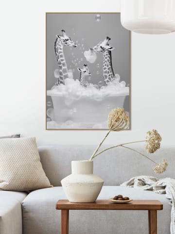 Orangewallz Druk artystyczny "Family Giraffe" w ramce