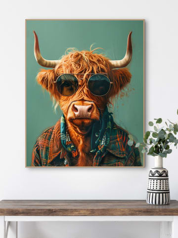 Orangewallz Gerahmter Kunstdruck "Vintage Highlander"
