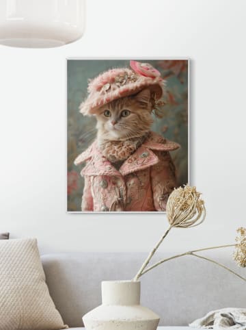 Orangewallz Druk artystyczny "Cat Fashion" w ramce