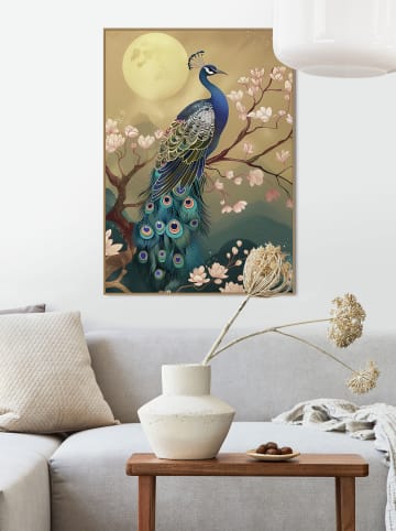 Orangewallz Druk artystyczny "Shiny Peacock" w ramce