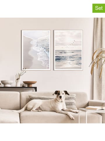 Orangewallz Druki artystyczne (2 szt.) "Blue Beach Set" w ramce