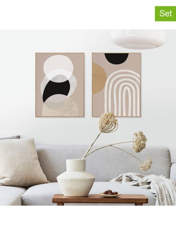 Orangewallz Druki artystyczne (2 szt.) "Soft Organics" w ramce