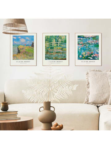 Orangewallz Druki artystyczne (3 szt.) "Monet" w ramce