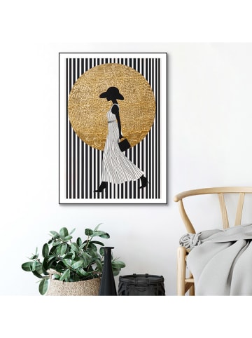 Orangewallz Druk artystyczny "Golden Circle - white dress" w ramce