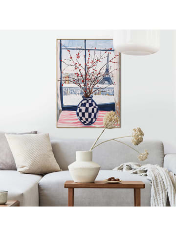 Orangewallz Ingelijste kunstdruk "Winter Vase Blue Checkers"