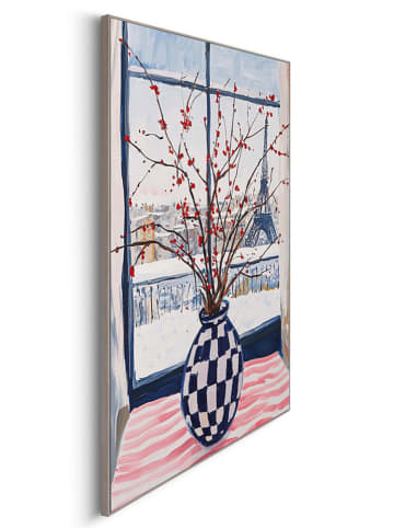 Orangewallz Ingelijste kunstdruk "Winter Vase Blue Checkers"