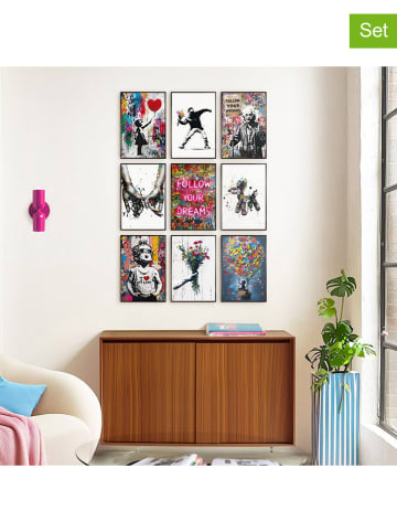 Orangewallz 9er-Set: Gerahmte Kunstdrucke "Streetart Set"