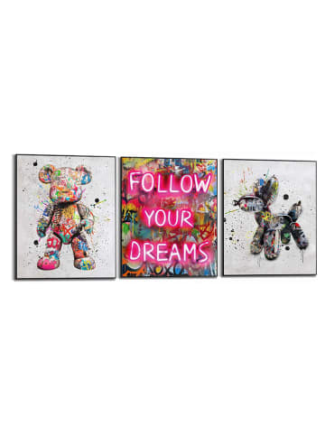 Orangewallz Druki artystyczne (3 szt.) "Streetart Graffiti" w ramce