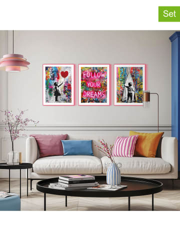Orangewallz 3er-Set: Gerahmte Kunstdrucke "Streetart Compilation"