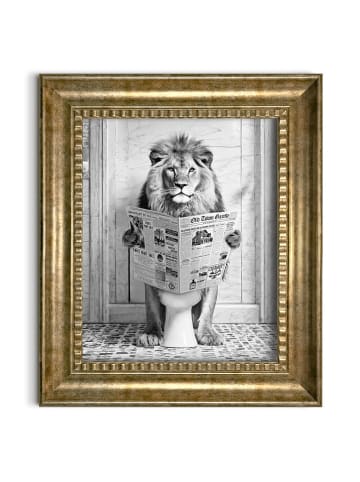 Orangewallz Gerahmter Kunstdruck "Lion Toilet"