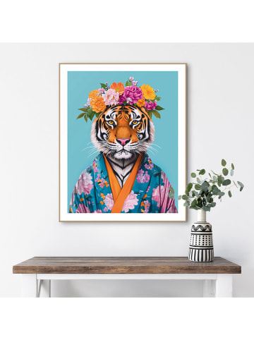 Orangewallz Druk artystyczny "Flower Tiger Blue" w ramce