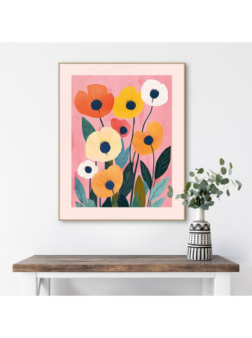 Orangewallz Druk artystyczny "Cheerful Flowers" w ramce