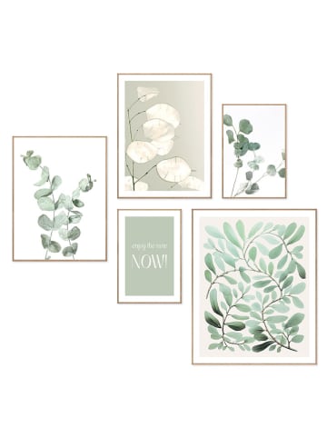 Orangewallz 5er-Set: Gerahmte Kunstdrucke "Botanic Serenity"